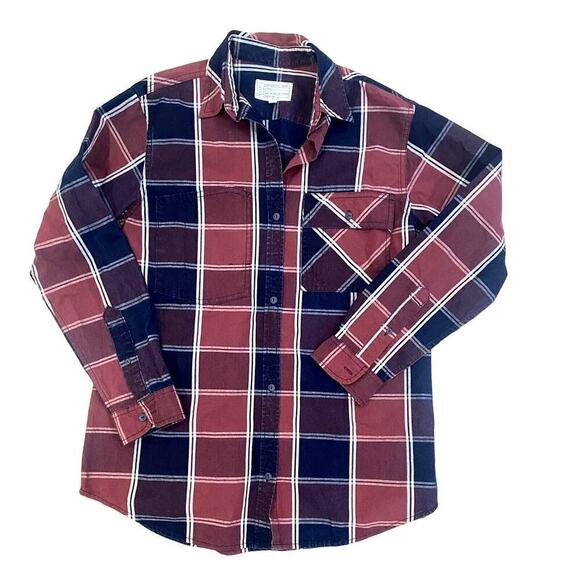 Current/Elliott Tops - Current Elliott Long Sleeve Navy & Plum Plaid Button up sz 1 S/M